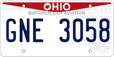 OH license plate GNE3058