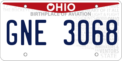 OH license plate GNE3068