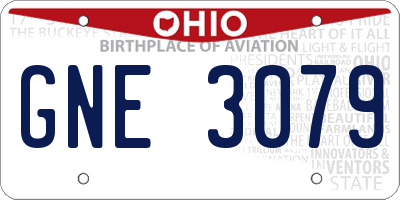OH license plate GNE3079