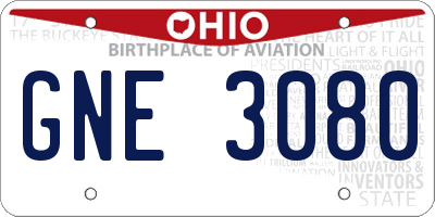 OH license plate GNE3080