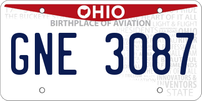 OH license plate GNE3087