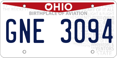 OH license plate GNE3094