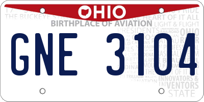 OH license plate GNE3104