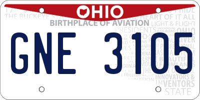 OH license plate GNE3105