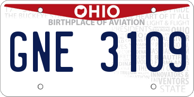 OH license plate GNE3109