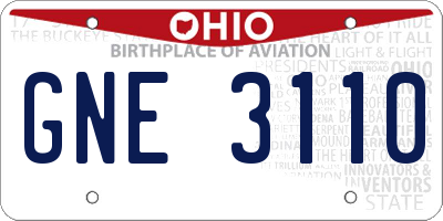 OH license plate GNE3110