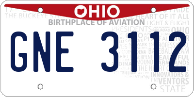 OH license plate GNE3112