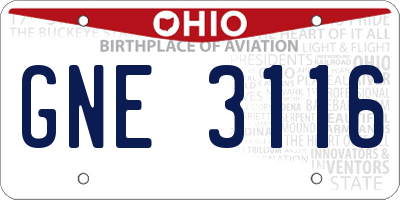 OH license plate GNE3116