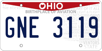 OH license plate GNE3119