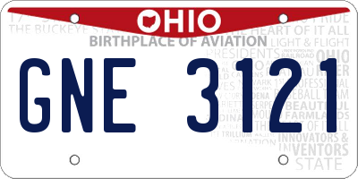 OH license plate GNE3121