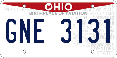 OH license plate GNE3131