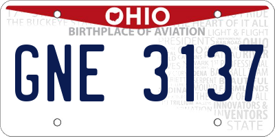 OH license plate GNE3137