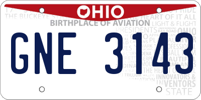 OH license plate GNE3143