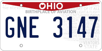 OH license plate GNE3147