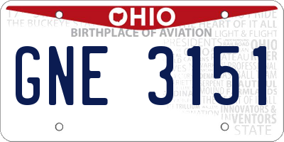 OH license plate GNE3151