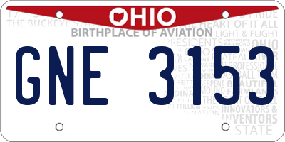 OH license plate GNE3153