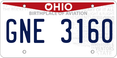 OH license plate GNE3160