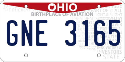 OH license plate GNE3165