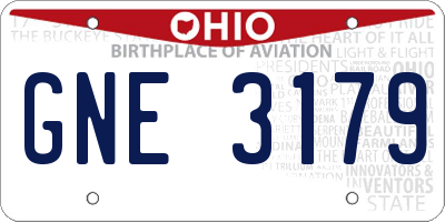OH license plate GNE3179