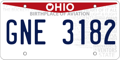 OH license plate GNE3182
