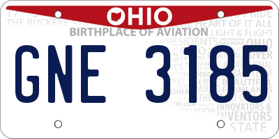OH license plate GNE3185
