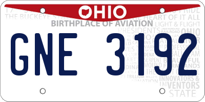 OH license plate GNE3192