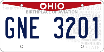 OH license plate GNE3201