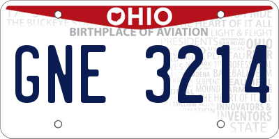 OH license plate GNE3214