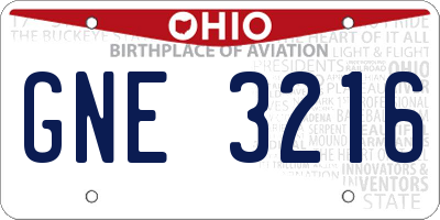 OH license plate GNE3216