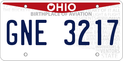 OH license plate GNE3217