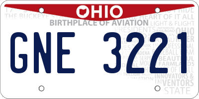 OH license plate GNE3221