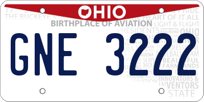 OH license plate GNE3222