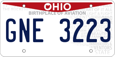 OH license plate GNE3223