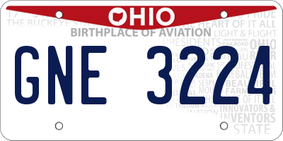 OH license plate GNE3224