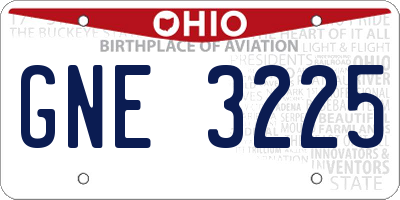 OH license plate GNE3225