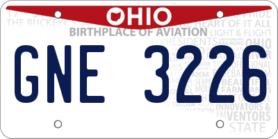 OH license plate GNE3226
