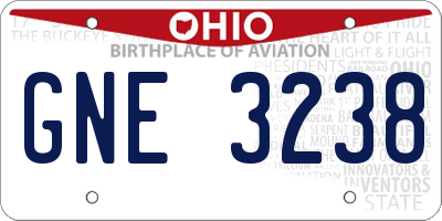 OH license plate GNE3238