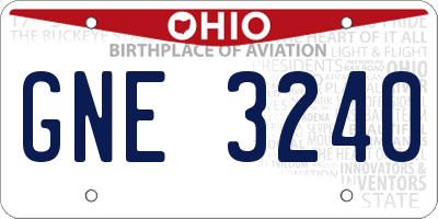 OH license plate GNE3240