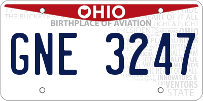 OH license plate GNE3247