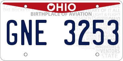 OH license plate GNE3253