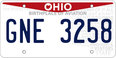 OH license plate GNE3258