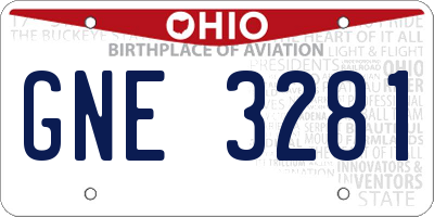 OH license plate GNE3281