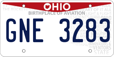 OH license plate GNE3283