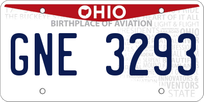 OH license plate GNE3293