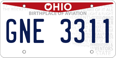 OH license plate GNE3311