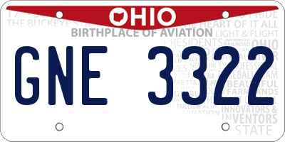 OH license plate GNE3322