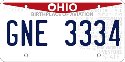 OH license plate GNE3334