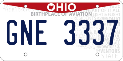 OH license plate GNE3337