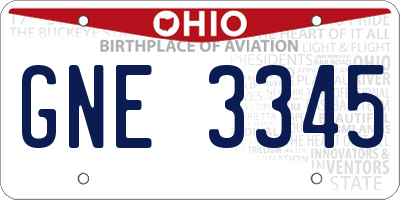 OH license plate GNE3345