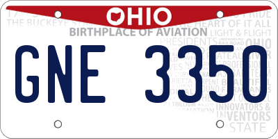 OH license plate GNE3350
